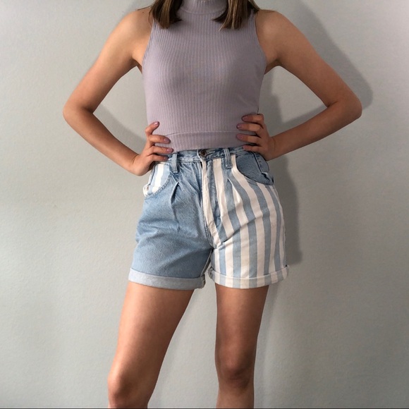 Vintage Pants - ‼️❗️SOLD❗️‼️80s/90s striped color block shorts